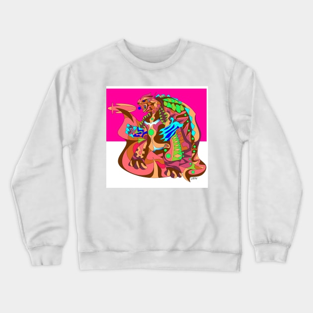 gamera the tortoise kaiju ecopop in mexican patterns art mutant Crewneck Sweatshirt by jorge_lebeau